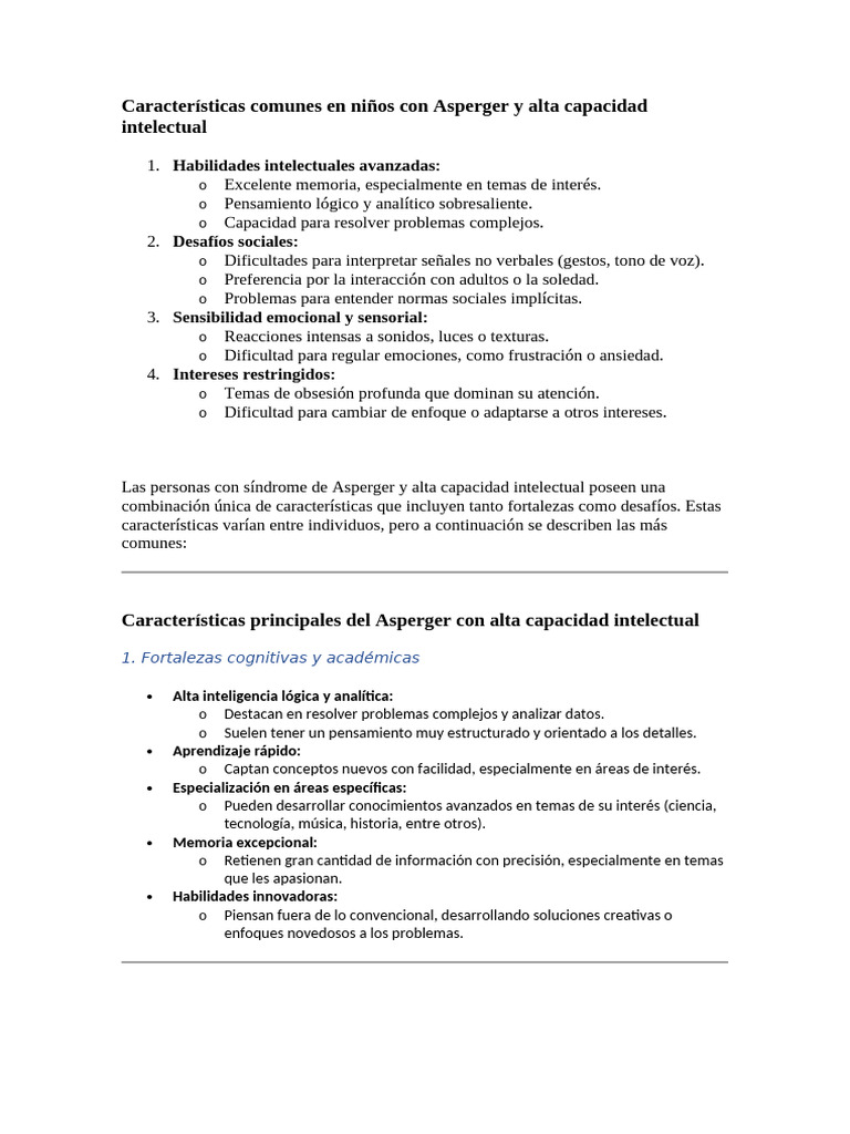 Niños con Asperger y Alta Capacidad | PDF | Síndrome de Asperger ...