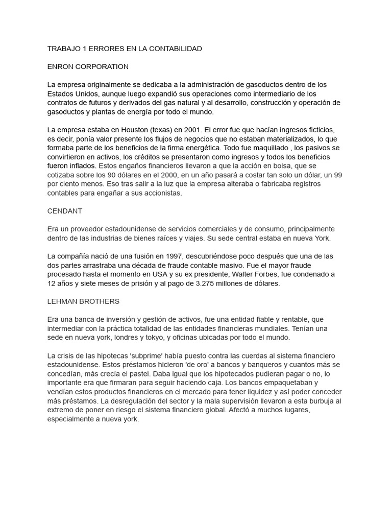 Errores en La Contabilidad | PDF