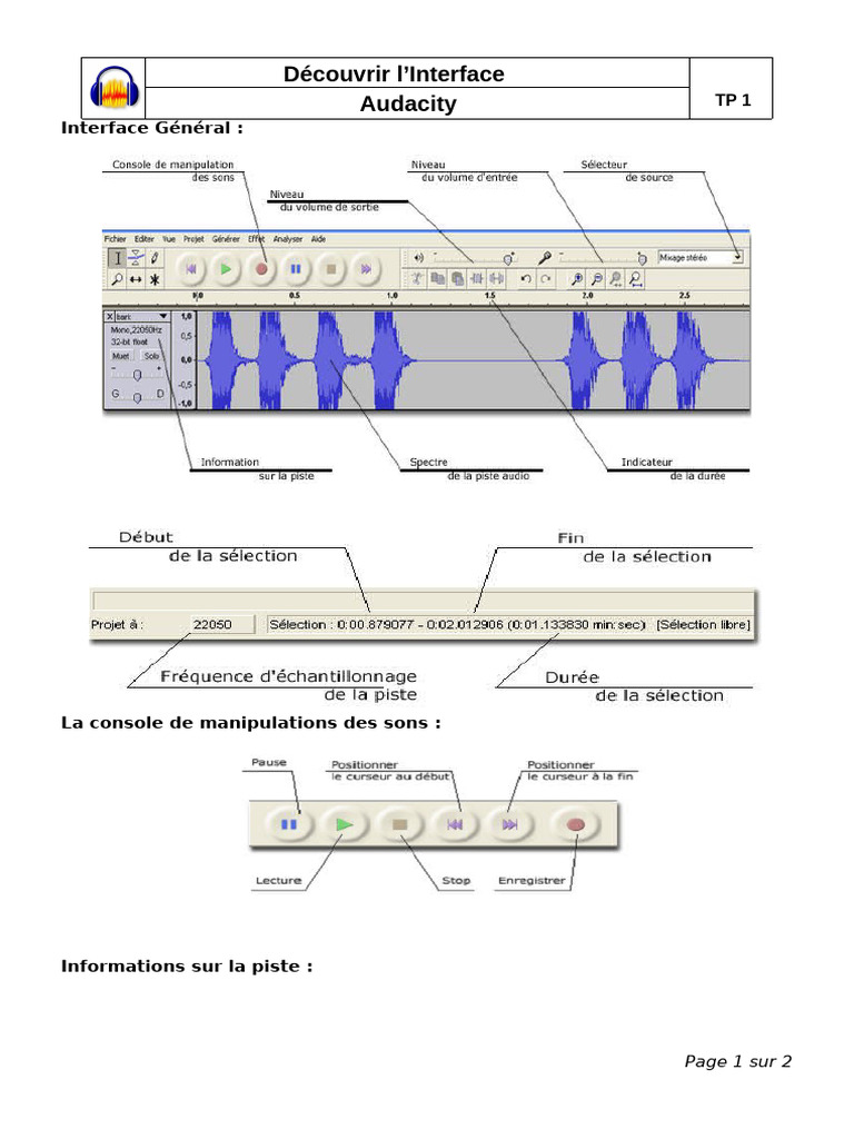 Découverte de l'interface Audacity | PDF
