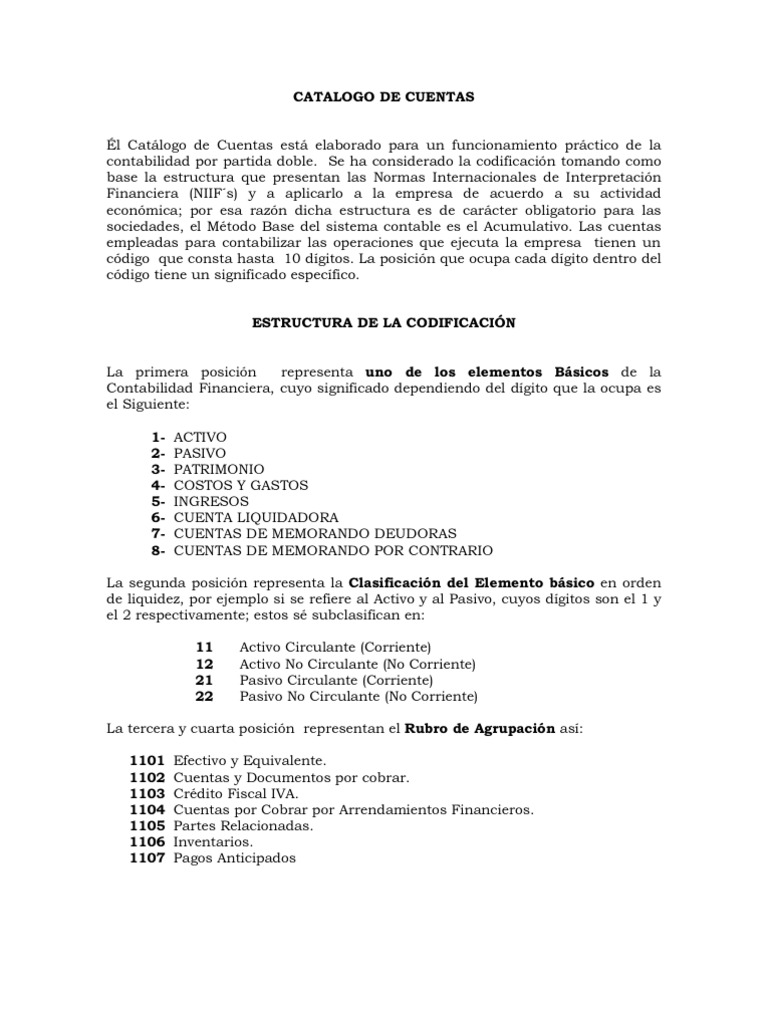 Catálogo de Cuentas Contables | PDF | Depreciación | Contabilidad