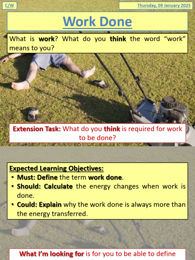 P3.2.5 Work Done - HT | PDF | Force | Nature