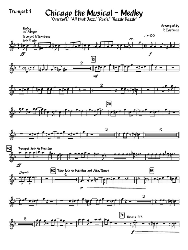 Chicago Medley for Trumpet | PDF | Trombone | African American Music