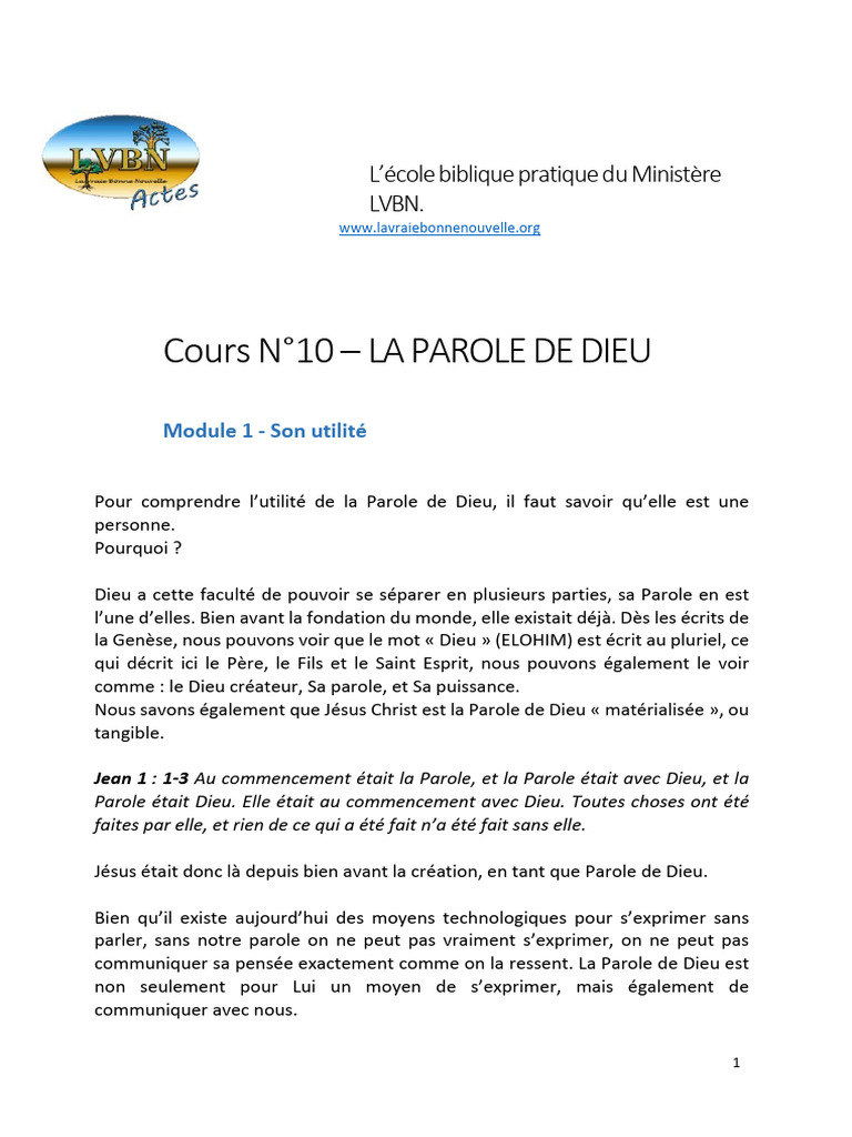 L'Utilité de la Parole de Dieu | PDF | Dieu | Élie