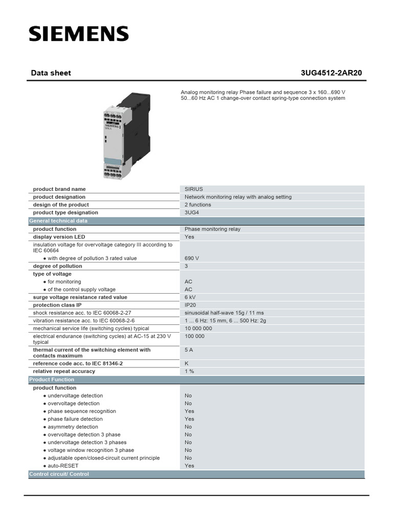 3UG45122AR20 Datasheet en | PDF | Relay | Alternating Current