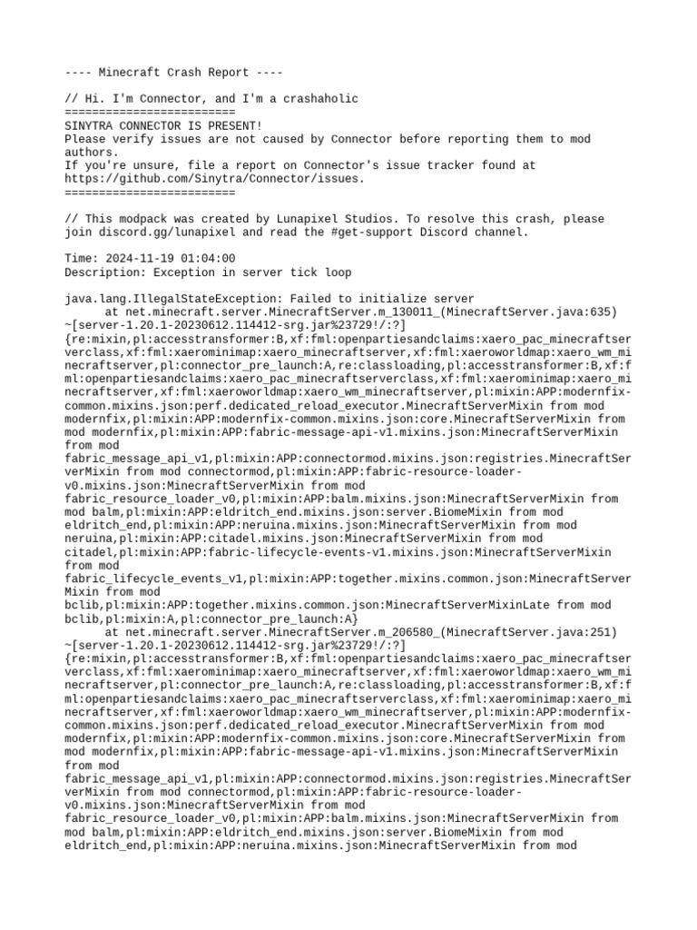 Minecraft 1.20.1 Crash Report Analysis | PDF | Computer Science ...