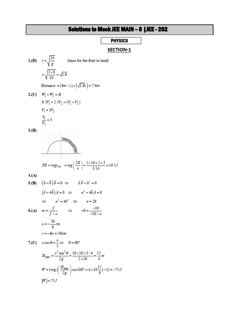 JEE Main 2025 Physics Solutions | PDF | Adsorption | Catalysis