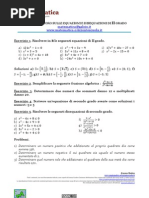 Foglio Di Lavoro Sulle Equazioni e sulle Disequazioni Di Secondo Grado