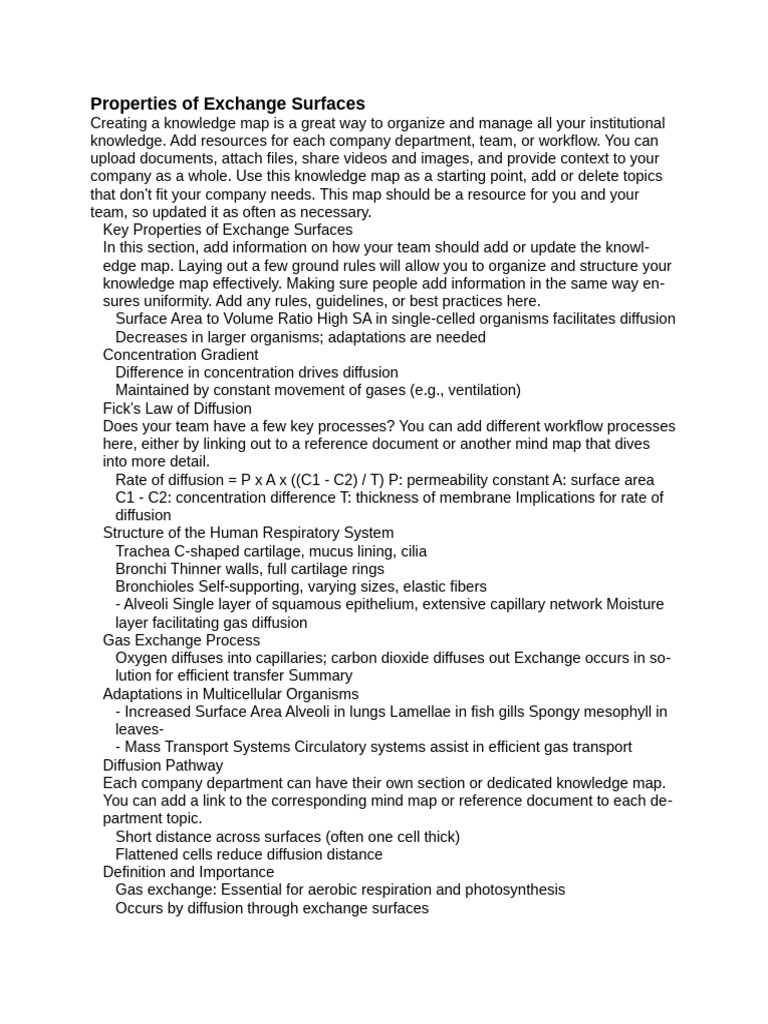 Key Properties of Exchange Surfaces | PDF | Diffusion | Respiratory System
