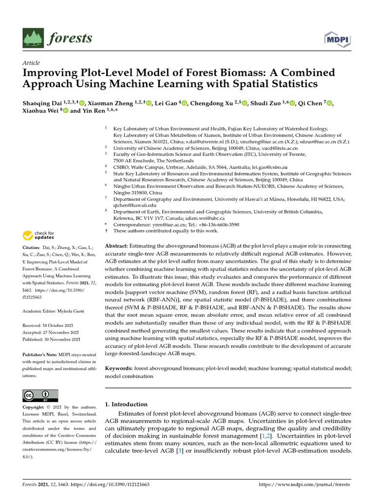 Improving Plot Level Model - Shaoqing | PDF | Spatial Analysis ...