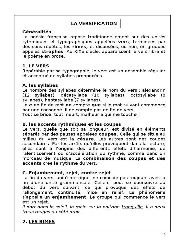 Versification en poésie française | PDF | Sonnets | Critique littéraire