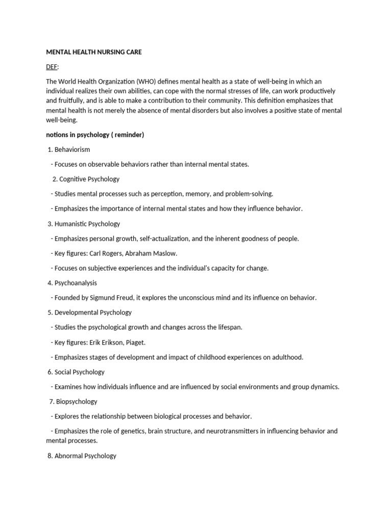 Mental Health Nursing Care | PDF | Psychosis | Mental Disorder