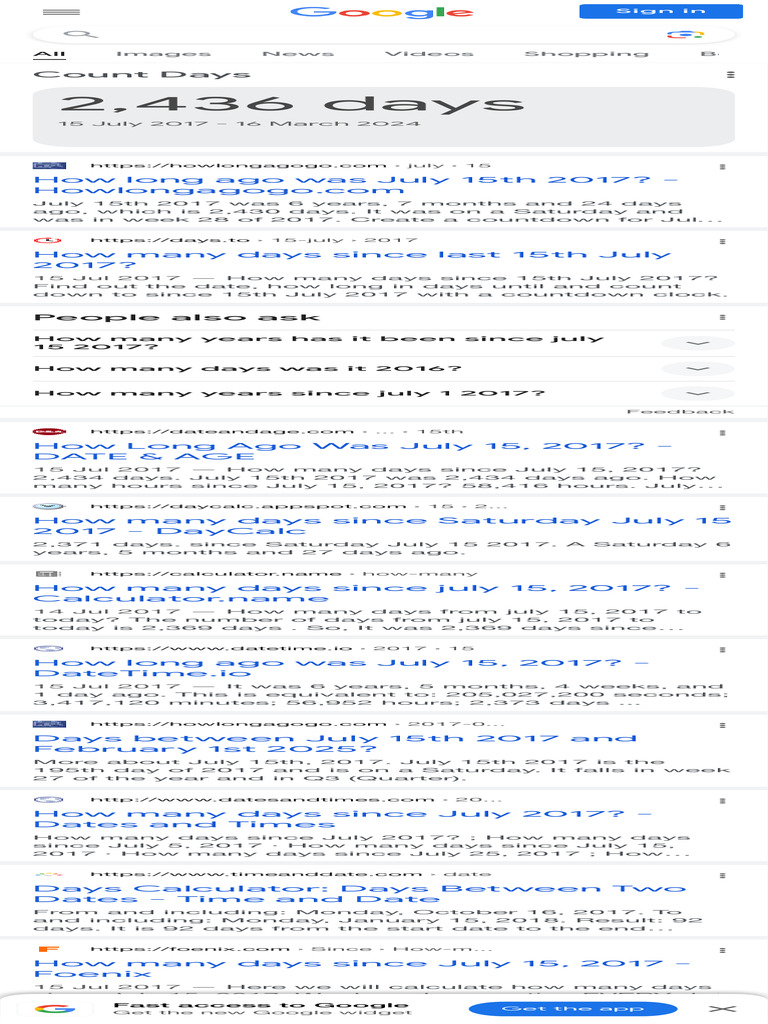 Days Since July 15, 2017 PDF