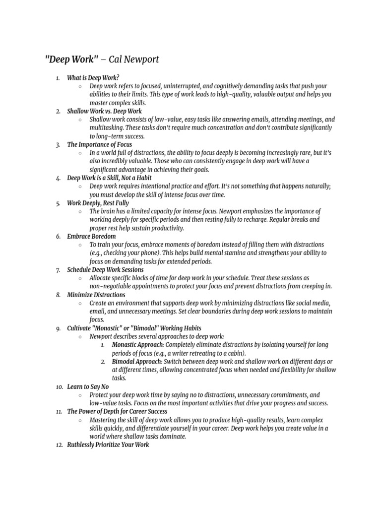 10 Productivity And Focus Pdf Disciplines Habits