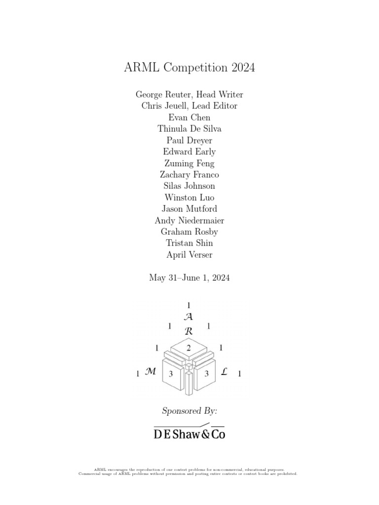 ARML 2024 Competition Problems | PDF | Mathematics