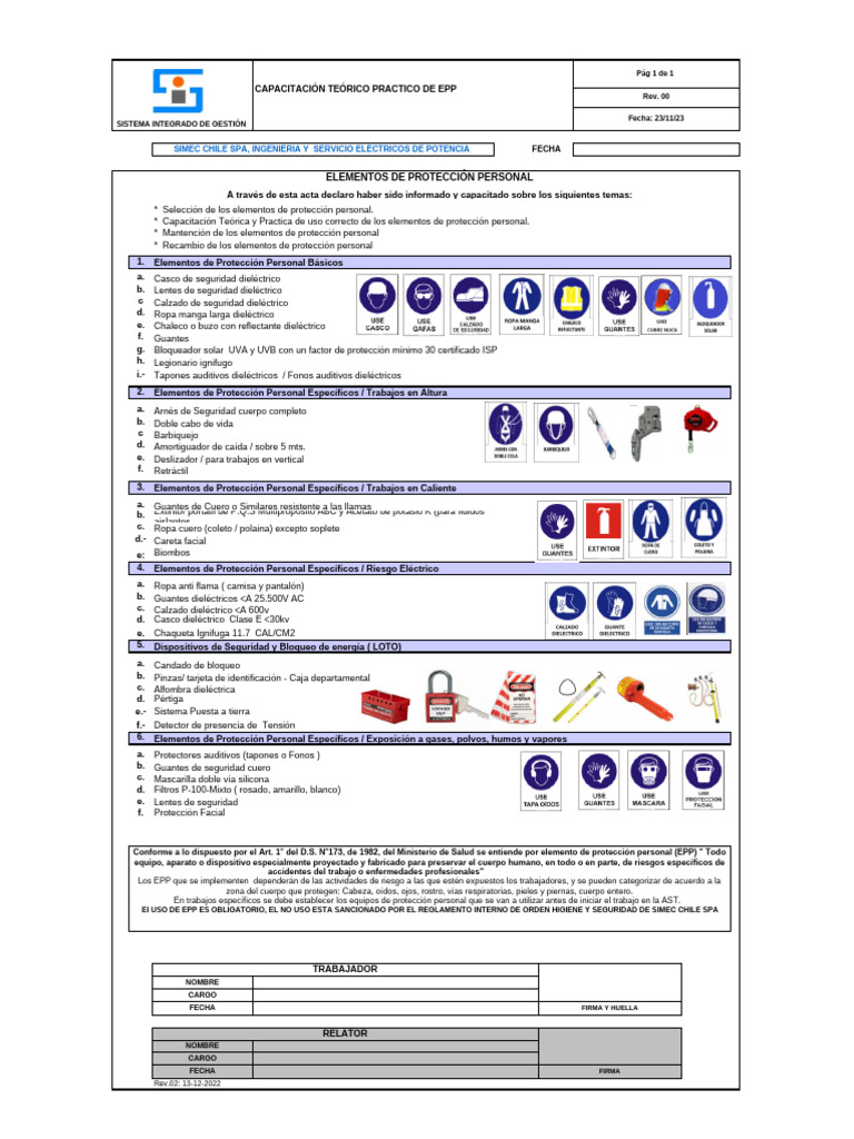 C Uso de EPP Básicos y Especificos | PDF | Materiales
