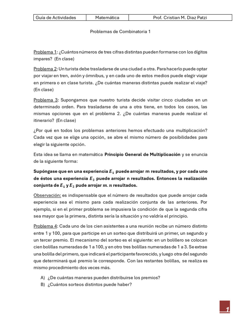 Problemas de Combinatoria y Estrategias | PDF | Combinatoria | Pensamiento