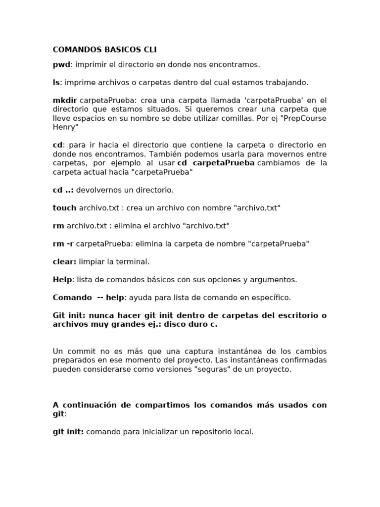 Comandos Básicos de CLI y Git | PDF | Archivo de computadora ...