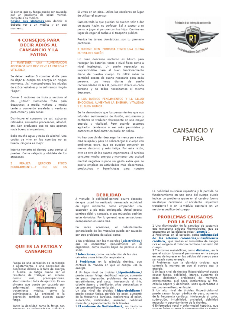 Consejos para combatir el cansancio diario | PDF | Hipertiroidismo ...