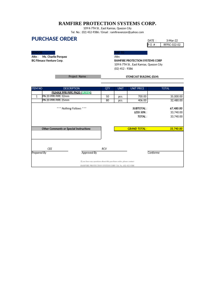 P.O.-FORM | PDF | Chemical Engineering | Home Appliance