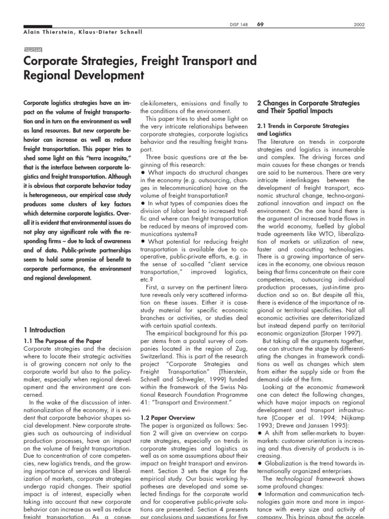 Corporate Logistics and Freight Impact | PDF | Strategic Management ...