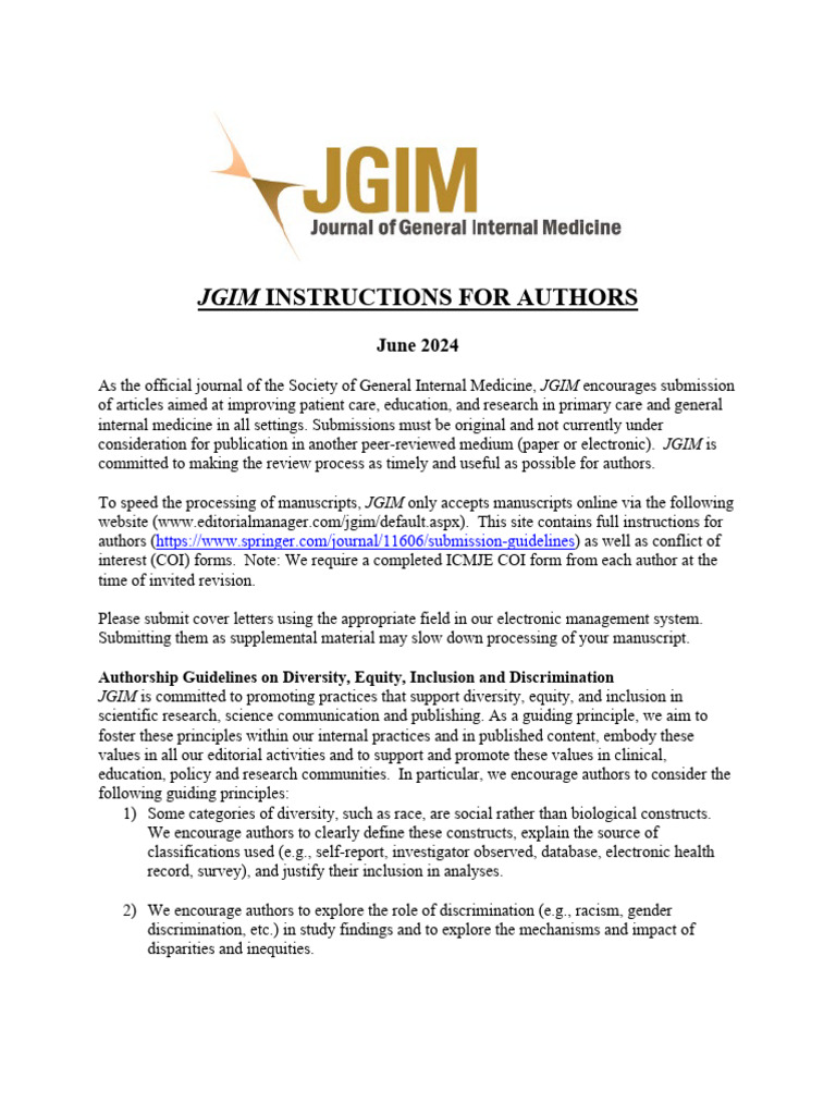 JGIM Author Submission Guidelines | PDF | Systematic Review