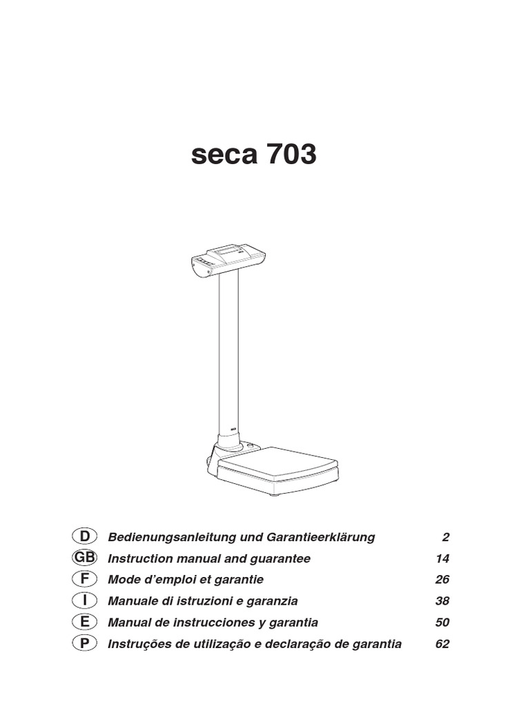 seca 703 Scale Instruction Manual | PDF | Body Mass Index | Weight