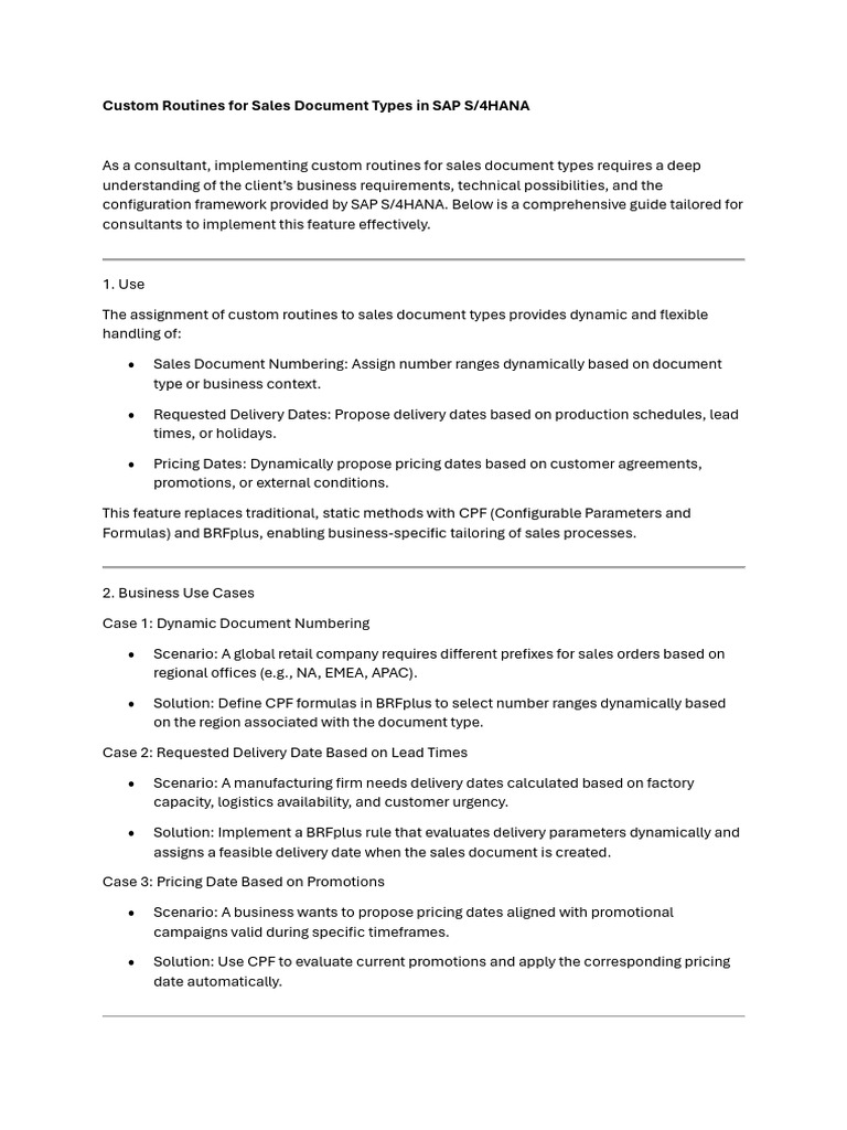 Custom Routines in SAP S/4HANA Sales | PDF | Pricing | Logic