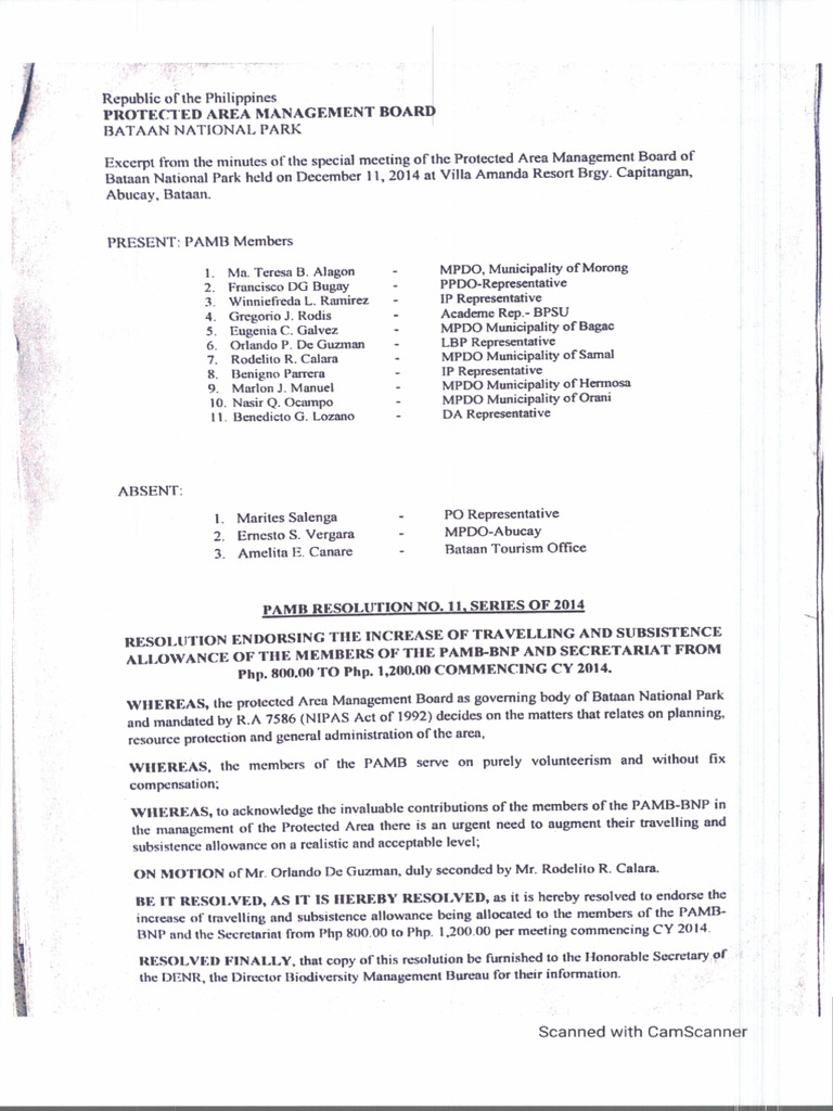 Resolution - PAMB Allowance | PDF
