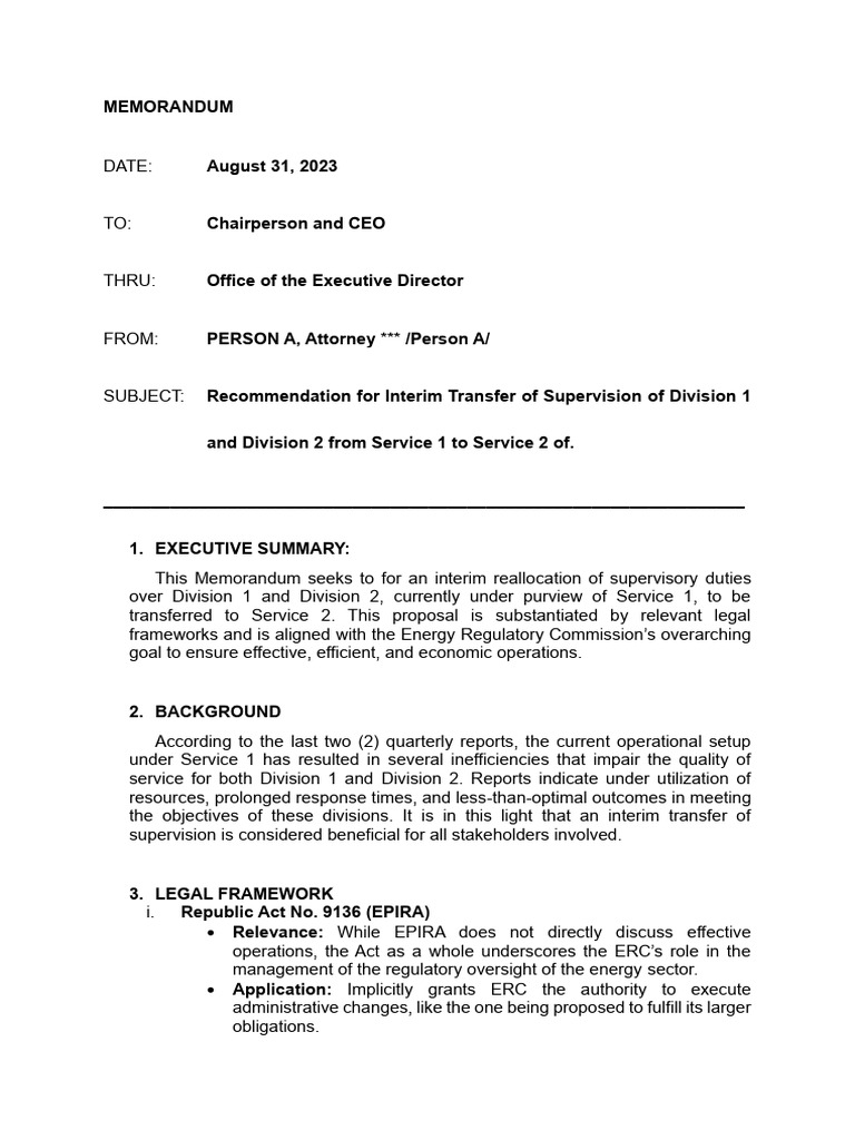 Interim Supervision Transfer Proposal | PDF | Economies | Business
