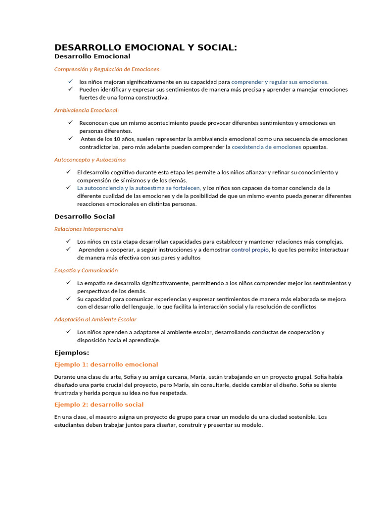 Desarrollo Emocional y Social Infantil | PDF | Las emociones | Aprendizaje