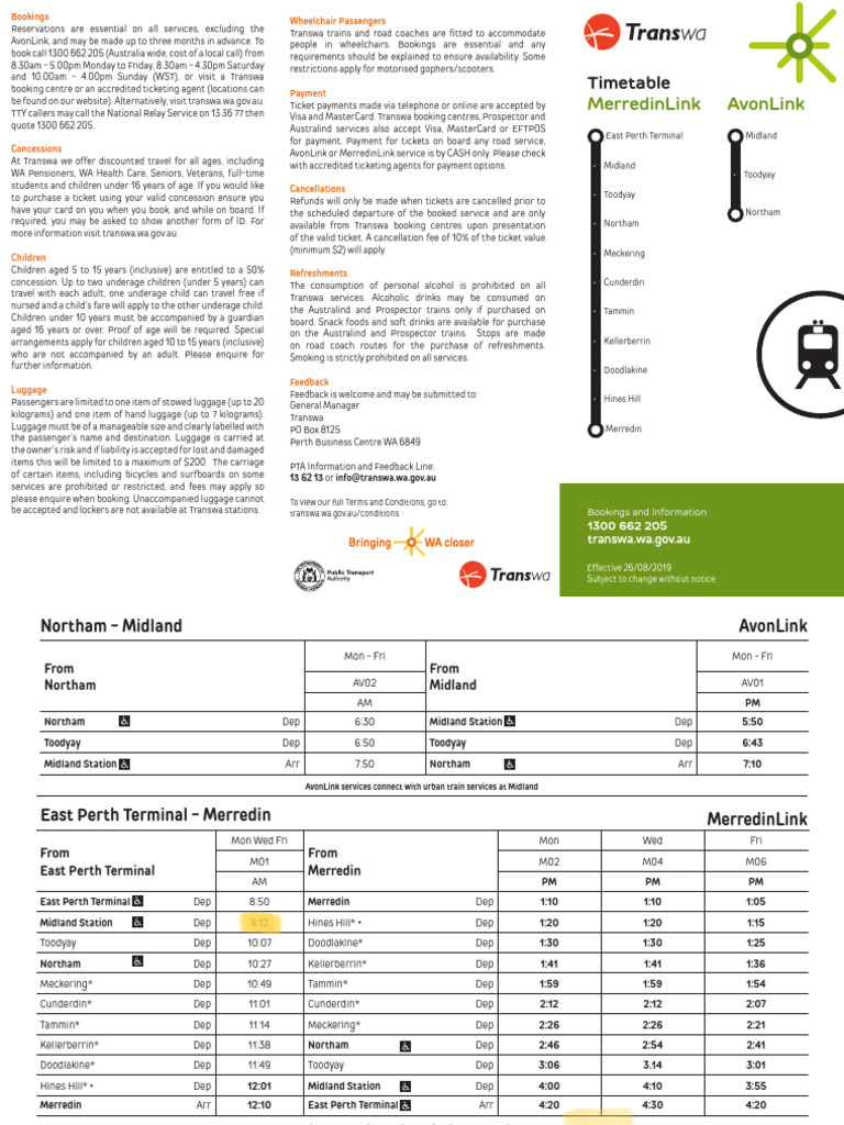 Transwa Booking and Travel Guide | PDF