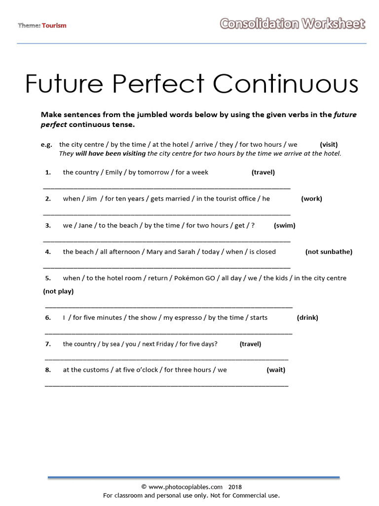 Jumbled Sentences: Future Perfect Continuous | PDF | Grammatical Tense ...