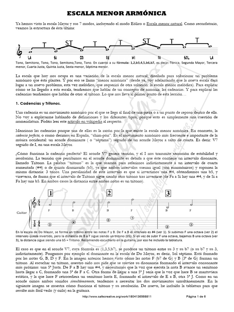 Escala Menor Armónica: Guía Completa | PDF | Escala (música) | Acorde ...