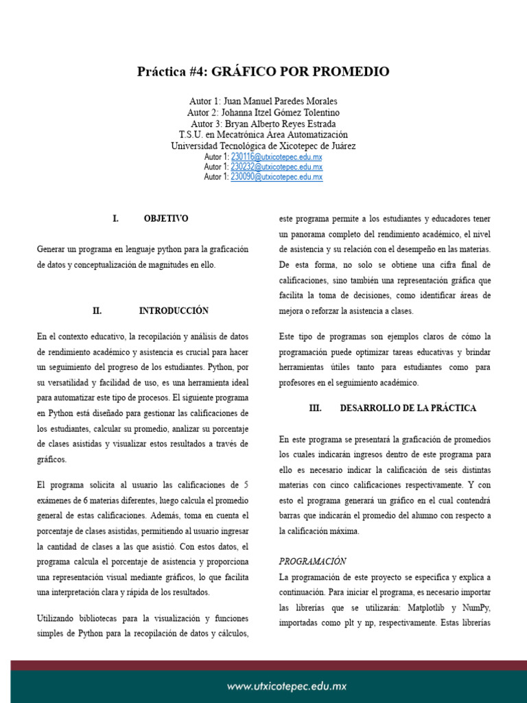 Graficación de Promedios Académicos en Python | PDF | Python (lenguaje ...