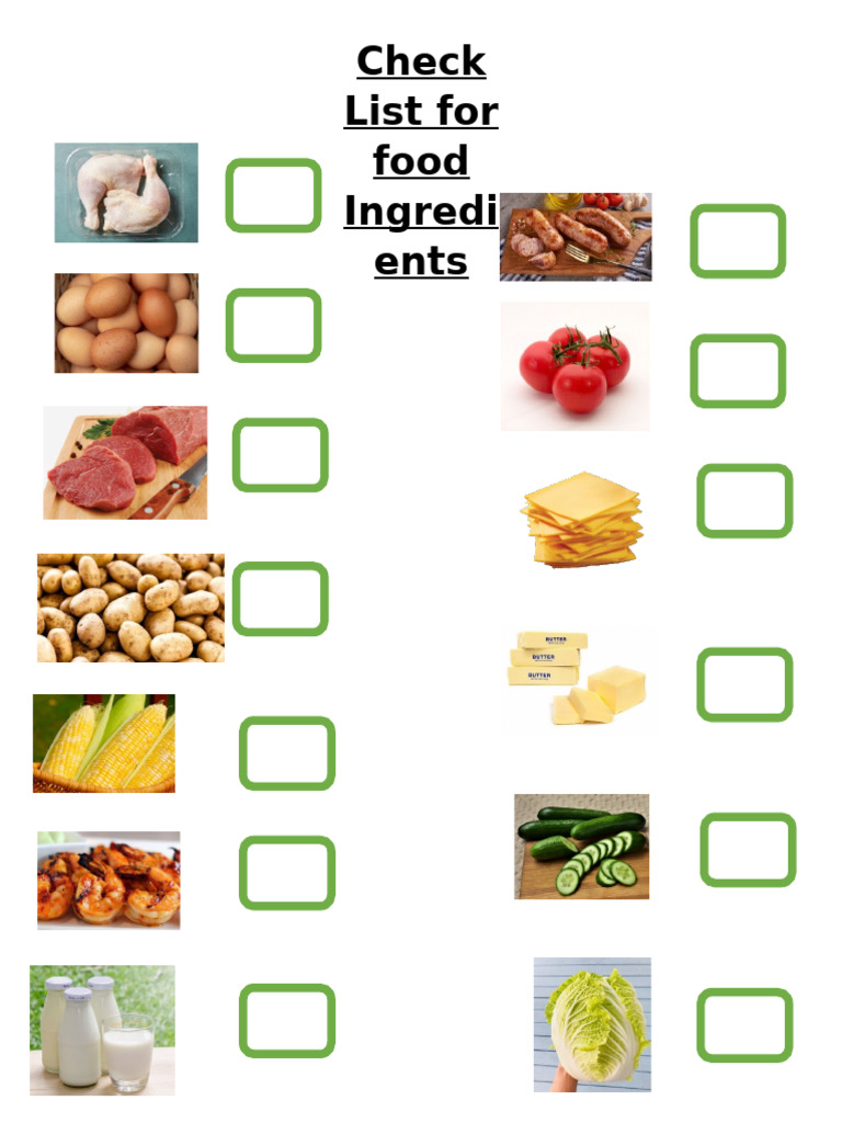 Essential Food Ingredients Checklist | PDF