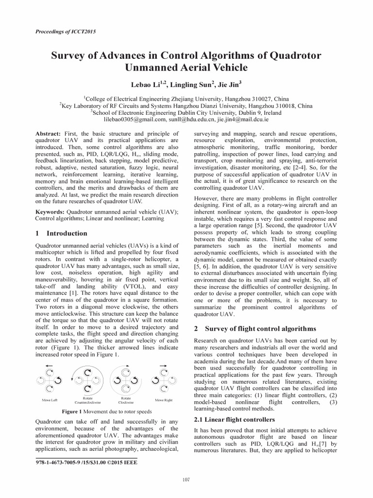 Advances in Quadrotor Control Algorithms | PDF | Control Theory ...