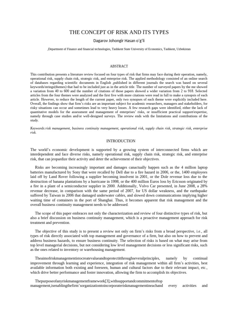 Types of Business Risks Explained | PDF | Risk | Risk Management