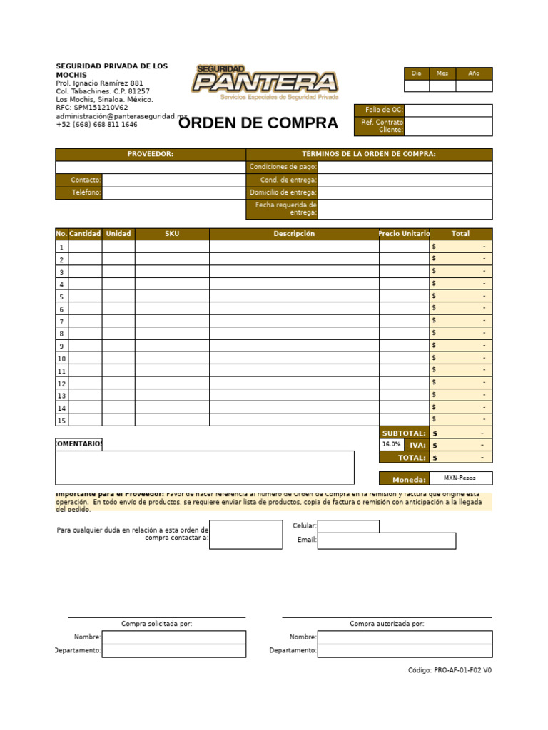 Orden de Compra Seguridad Privada | PDF | Industrias de servicio