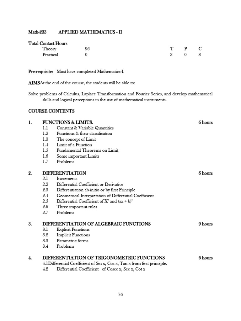 Applied Mathematics II Course Overview | PDF | Electric Motor ...