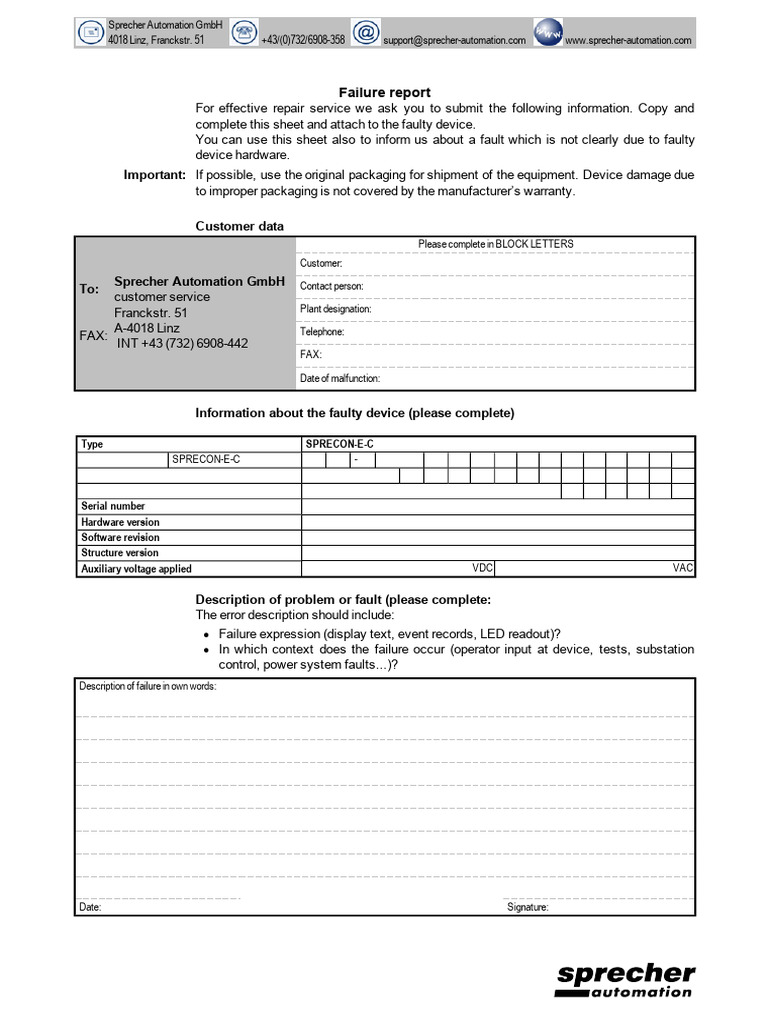 94.2.903.60en - Z - Failure Report | PDF