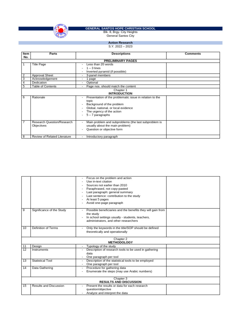 Action Research Guidelines