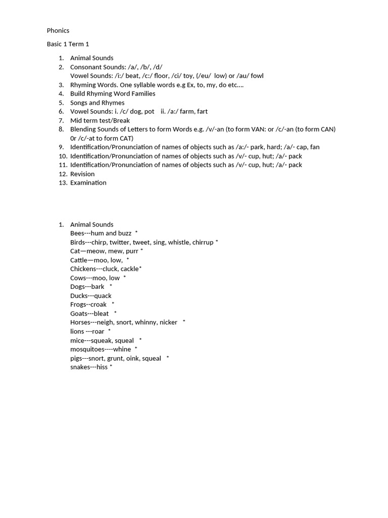 Phonics Basics: Sounds and Rhymes | PDF | Rhyme | Human Voice