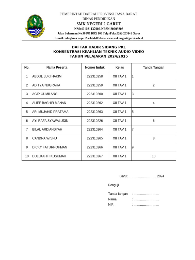Daftar Hadir Sidang | PDF