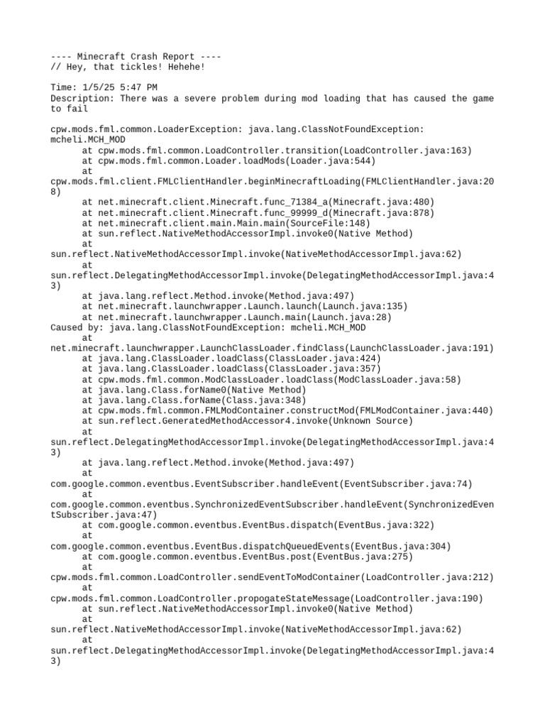 Minecraft Mod Loading Error Report | PDF | Java (Programming Language ...
