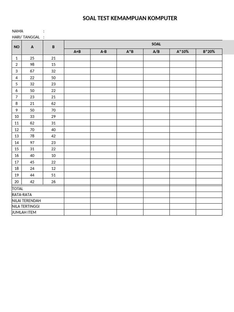 Soal Ujian Kemampuan Komputer | PDF
