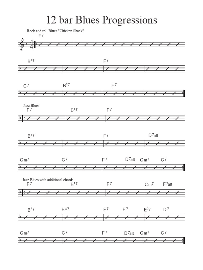 12 Bar Blues Prgressions Improv Class | PDF