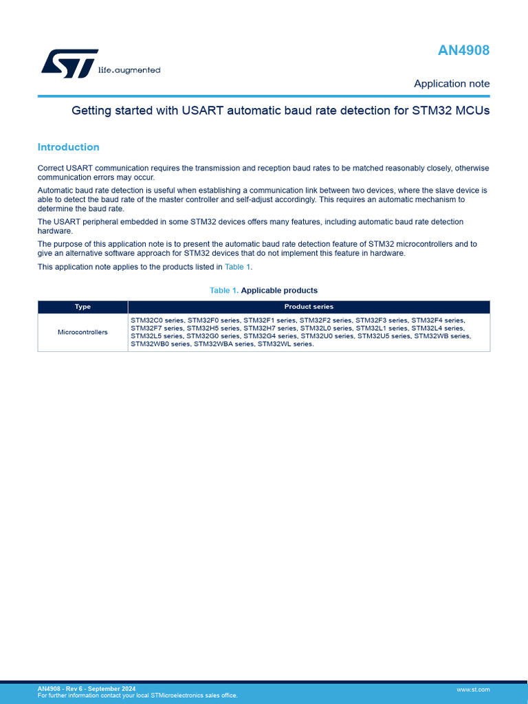 An4908 Getting Started With Usart Automatic Baud Rater Detection For ...