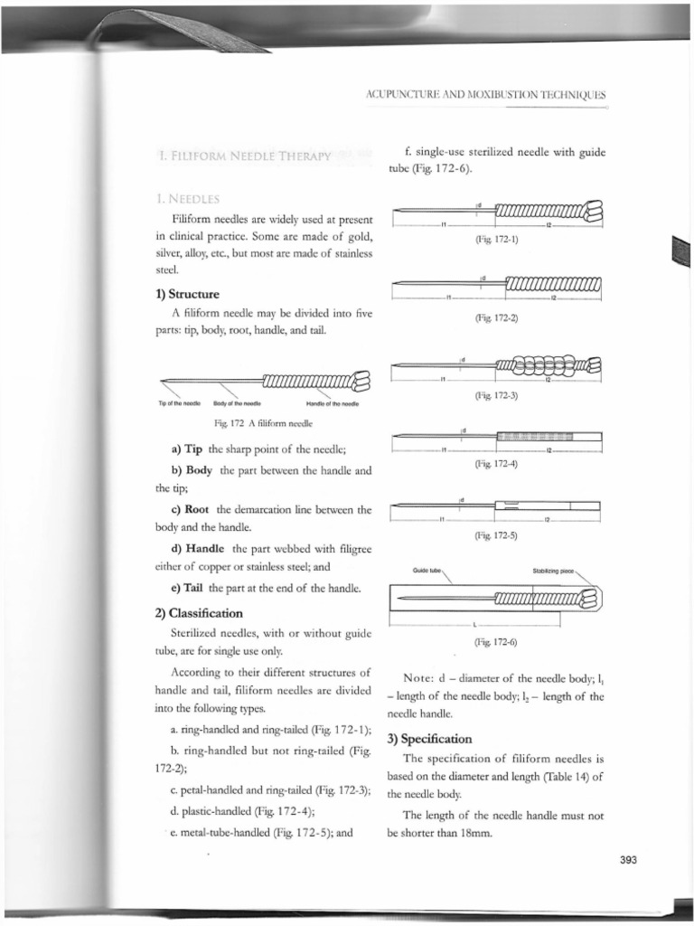Filiform Needles in Acupuncture Techniques | PDF | Acupuncture