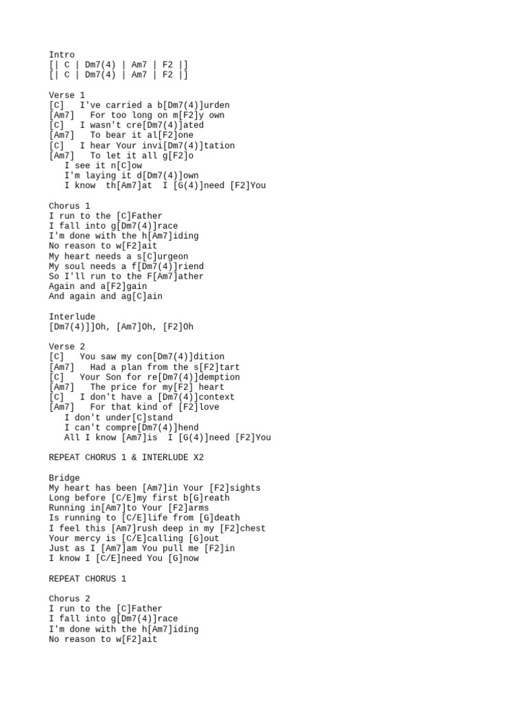 Run To The Father - Cody Carnes | PDF