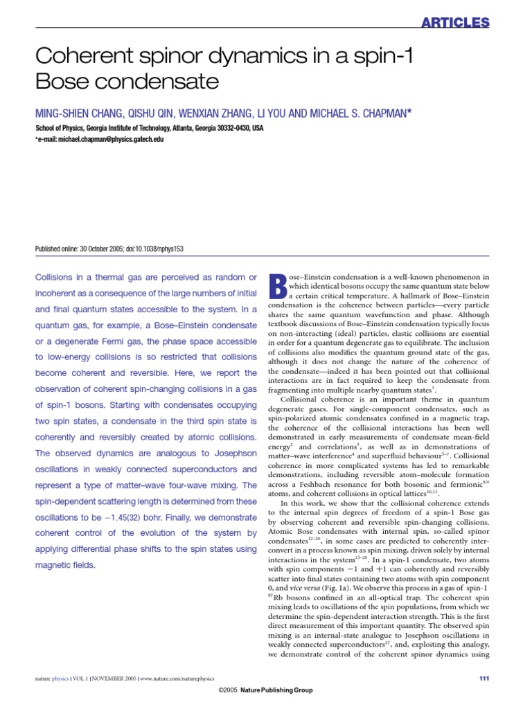 Ming-Shien Chang Et Al - Coherent Spinor Dynamics in A Spin-1 Bose ...